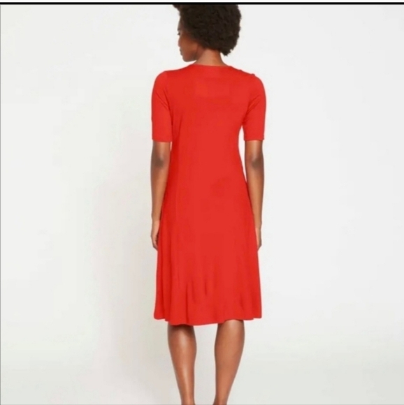 Universal Standard Poise Red V-neck Zipper Pocket Comfy Midi Dress Size XS 10/12 - Picture 3 of 12